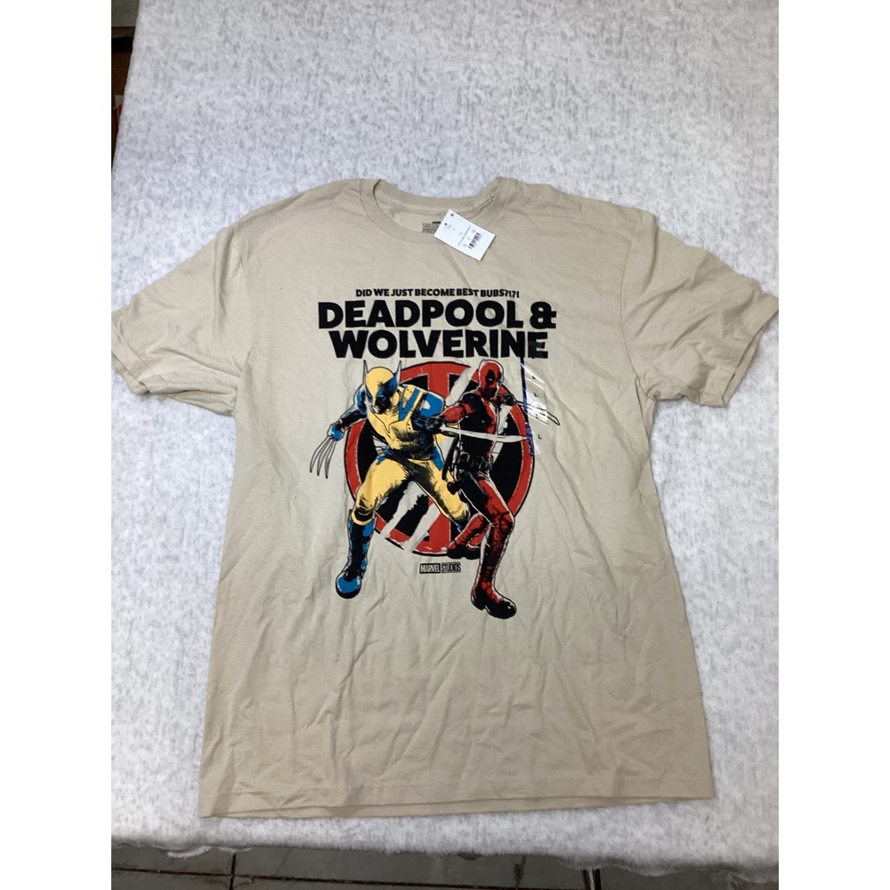 Marvel Deadpool & Wolverine Tan Graphic T-Shirt Mens Large MVDE000MSC New NWT